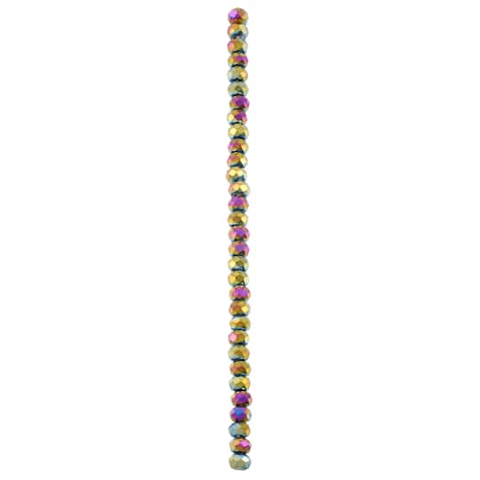 Black AB Large Hole Faceted Glass Rondelle Beads by Bead Landing